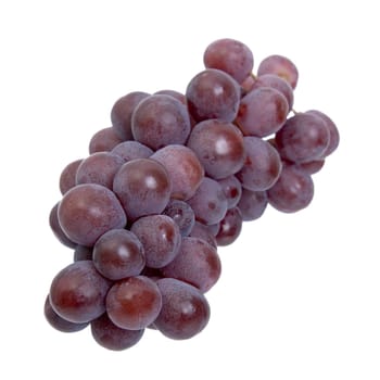 Cluster of red grapes on a white background
