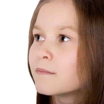 Portrait of the girl on a white background