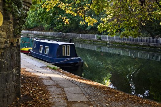 landing-stage in Regent canal. London. UK