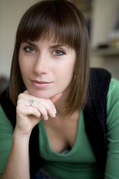 portrait young attractive brunette woman