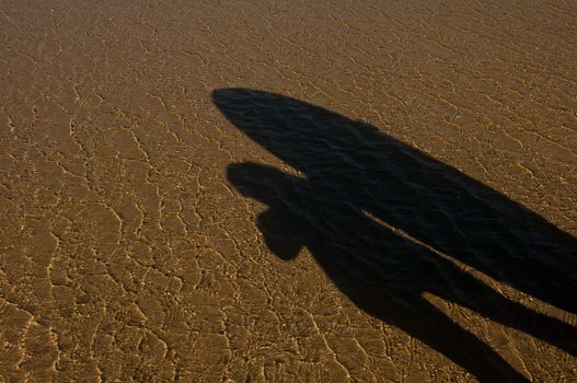 Silhouette of surfer, concept for vacation fun, surfing, relaxaing, enjoying the sun.