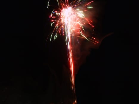 multicolored fireworks isolated on a black sky (seventh)
