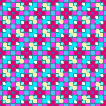 seamless texture of colorful blocks with abstracted flowers