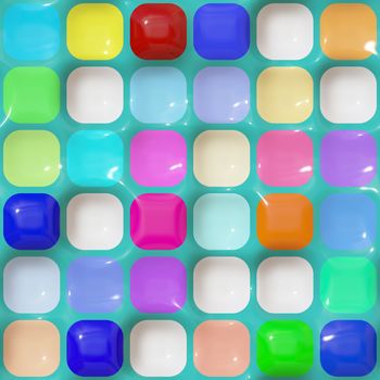 seamless 3d texture of different colored rounded cubes 