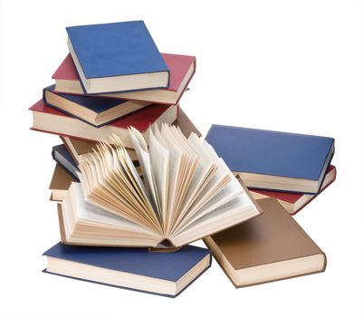 Book stack isolated on white. With clipping path.