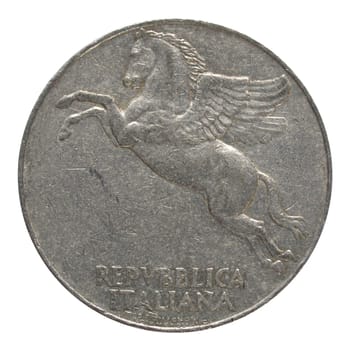 Close up of a vintage Italian coin