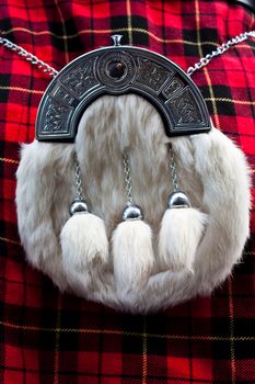 Detail of a Scottish kilt, typical landmark
