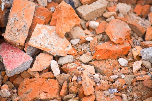 Background of fragments of stones, bricks and debris.