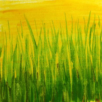 springtime green grass abstract - hand painted watercolor background witch scratch texture, self made