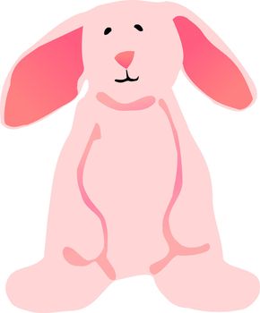 Vector illustration of a pink Easter bunny standing on its hind legs.