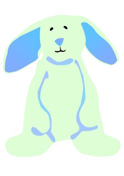 Vector illustration of a blue Easter bunny standing on its hind legs.