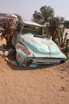 Old car in Namibian desert