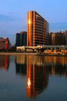 The chocolated highrise casino, Wynn, in Macau