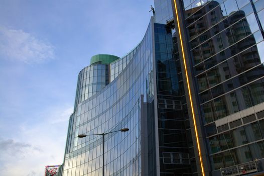 The top of office building over sky