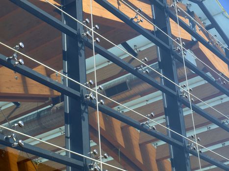 Detail of a modern structural glass facade