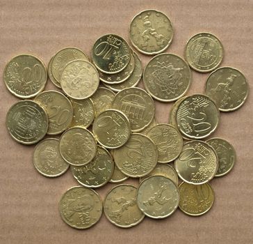 Range of Euro coins money (European currency)