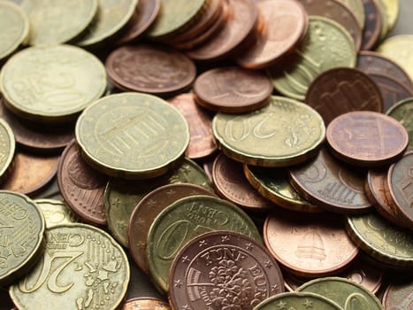 Range of Euro coins useful as a background