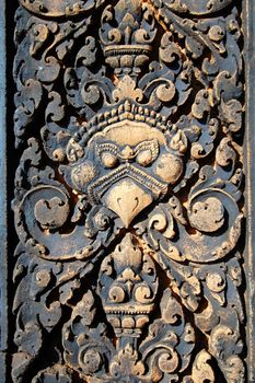 The detail of stone carving at banteay Sreiz, Cambodia