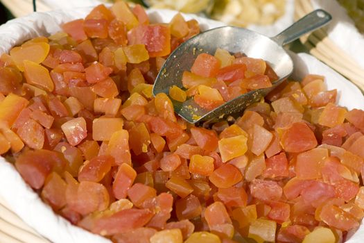 Coloured candied fruits