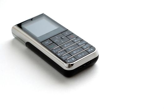 A modern mobile phone with white background
