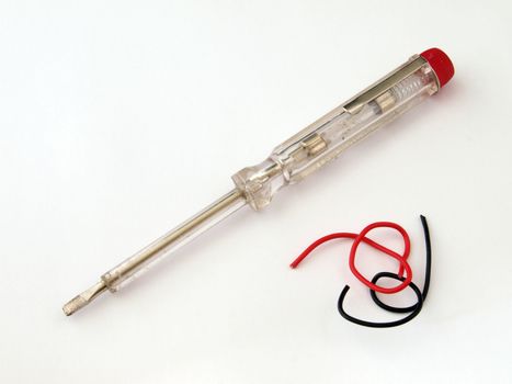 Electrical screw driver with red and black wire.