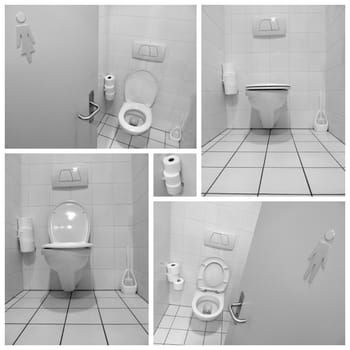 Black and white toilets for men and ladies collage