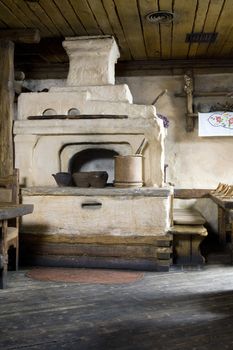 Interior  of russian house with oven