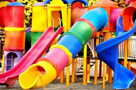 Colorfull slide in the kids playground