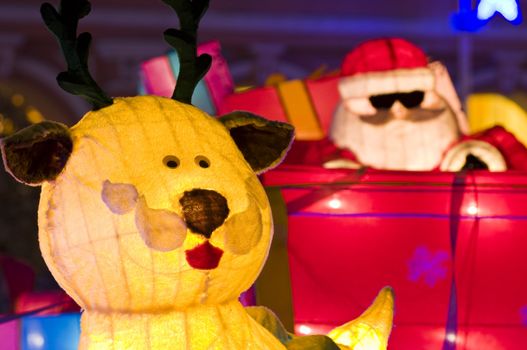 The Christmas ornaments of Santa Claus and dear