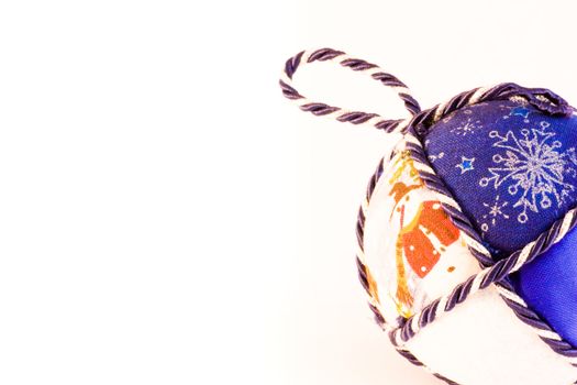 Handmade Christmas balls, Italian tradition, made of fabric and cord