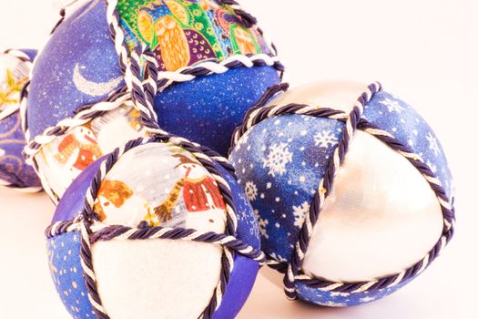 Handmade Christmas balls, Italian tradition, made of fabric and cord