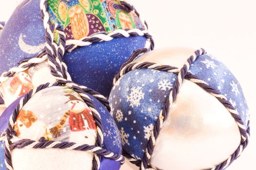 Handmade Christmas balls, Italian tradition, made of fabric and cord