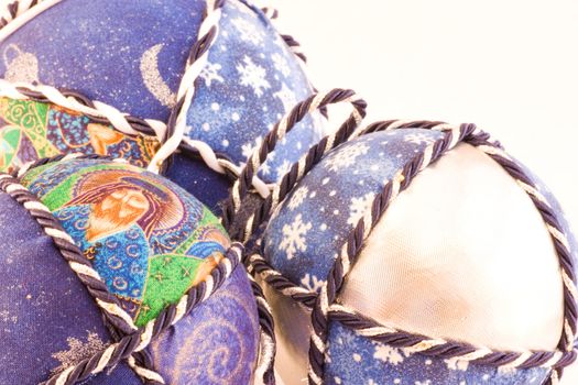 Handmade Christmas balls, Italian tradition, made of fabric and cord