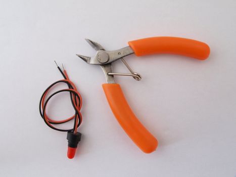 Electrical wire cutters  with a rel led light