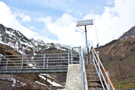 Dam with solar panel in Parco del Gran Paradiso, Italy