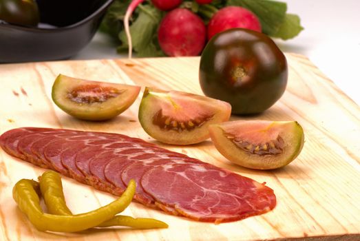Cured raw pork loin thinly sliced, Spanish speciality
