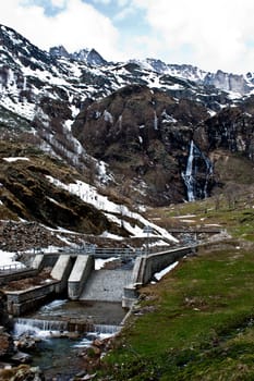 Dam with solar panel in Parco del Gran Paradiso, Italy