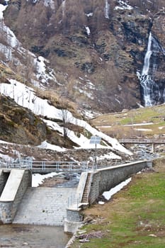 Dam with solar panel in Parco del Gran Paradiso, Italy