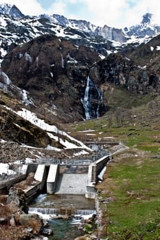 Dam with solar panel in Parco del Gran Paradiso, Italy