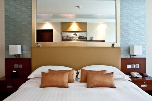 Example of elegant lay out of bedroom in five stars hotel - Europe