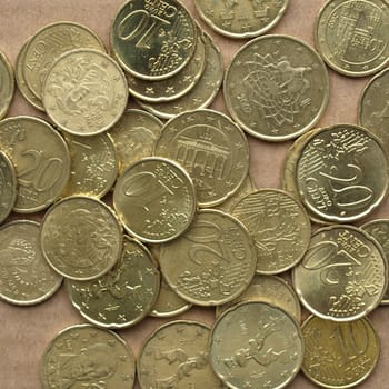 Range of Euro coins money (European currency)