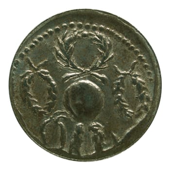 An ancient Roman coin over clear background
