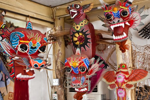 Beijing, hutong area close to Forbidden City. Handmade kite shop and laboratory