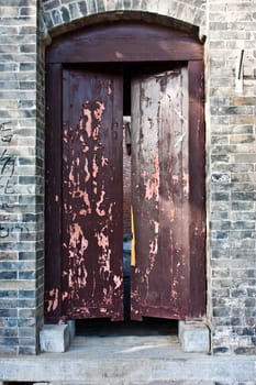Old door in Hotong area, China