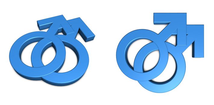 two male/ symbol isolated with slight shadow on white from angle and front