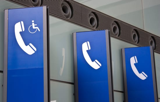 Telephone sign in Chinese airport, good for concept