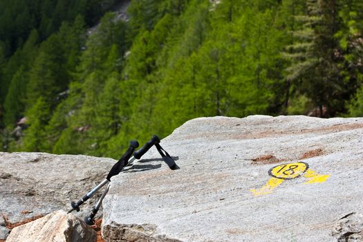 Gran Paradiso Park, Italy. Beautiful alpine mountain path close to Cogne town.