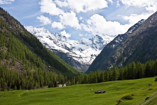 Gran Paradiso Park, Italy. Beautiful alpine panorama close to Cogne town.
