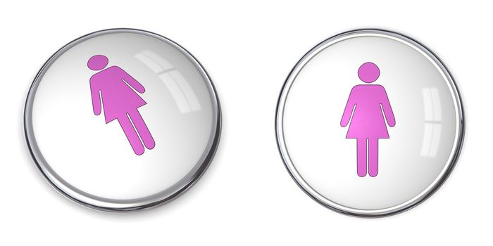 3D button female pictogram on white background