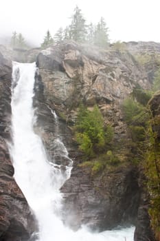 Gran Paradiso Park, Italy. Beautiful alpine waterfalls close to Cogne town.